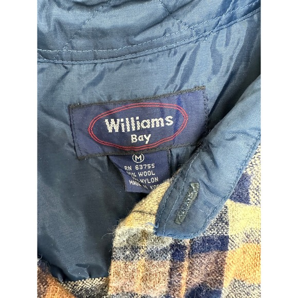 Vintage 90s Williams Bay Men's Plaid Button Up Shirt Medium Flannel Wool Blend - Picture 2 of 9